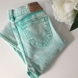 Hollister Seafoam Green Dyed Stretch Skinny Jeans